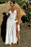 Backless Neck Strap Hip Skirt Suit Maxi Dress White / S