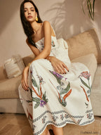 Backless Pleated Floral Dress Dresses