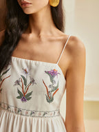 Backless Pleated Floral Dress Dresses