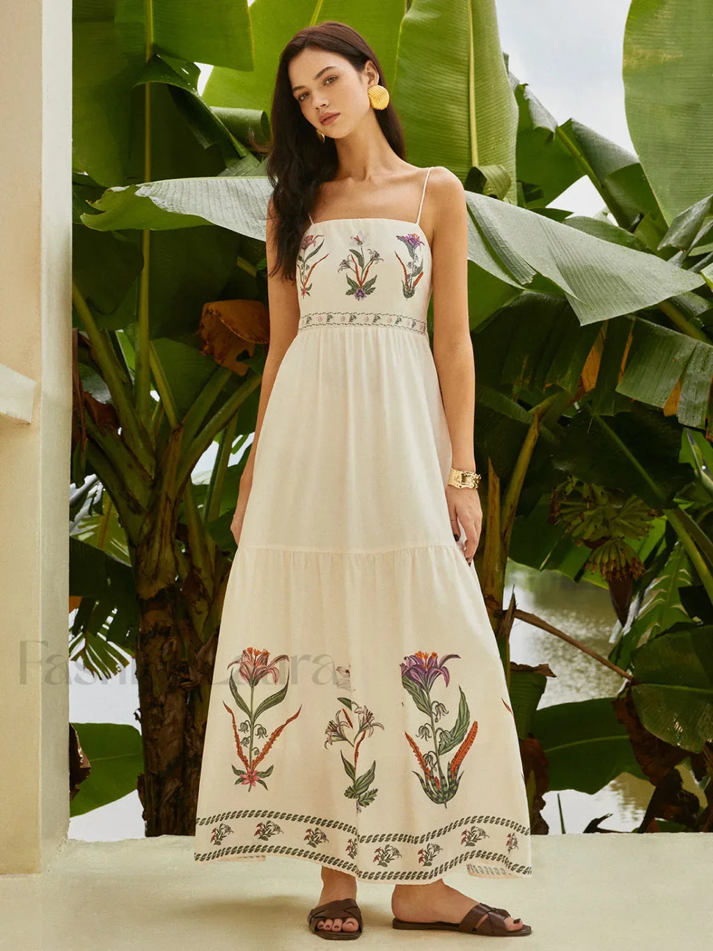 Backless Pleated Floral Dress Dresses