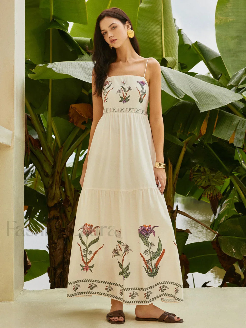 Backless Pleated Floral Dress Dresses