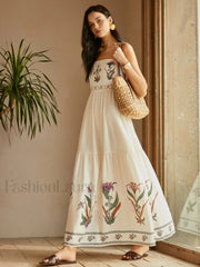 Backless Pleated Floral Dress Dresses