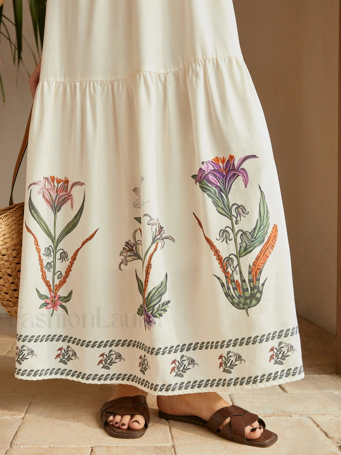 Backless Pleated Floral Dress Dresses