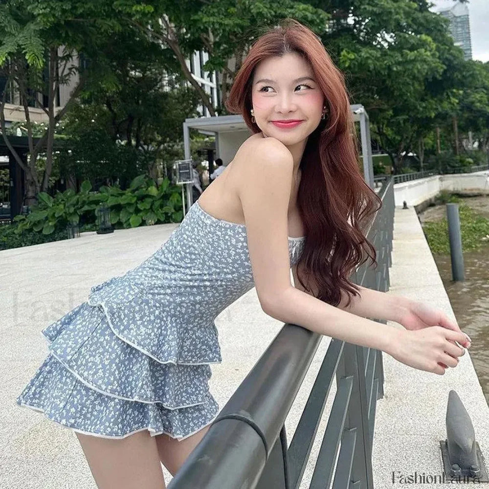 Backless Sexy Summer Streetwear Strapless Bodycon Folds Elegant Party A Line Dress