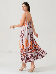 Backless Suspender Boho Dress