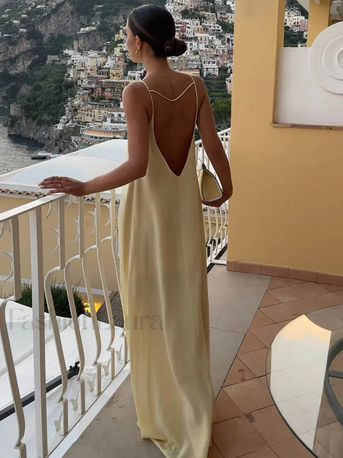 Backless Vacation Satin Long Dress Secondary image