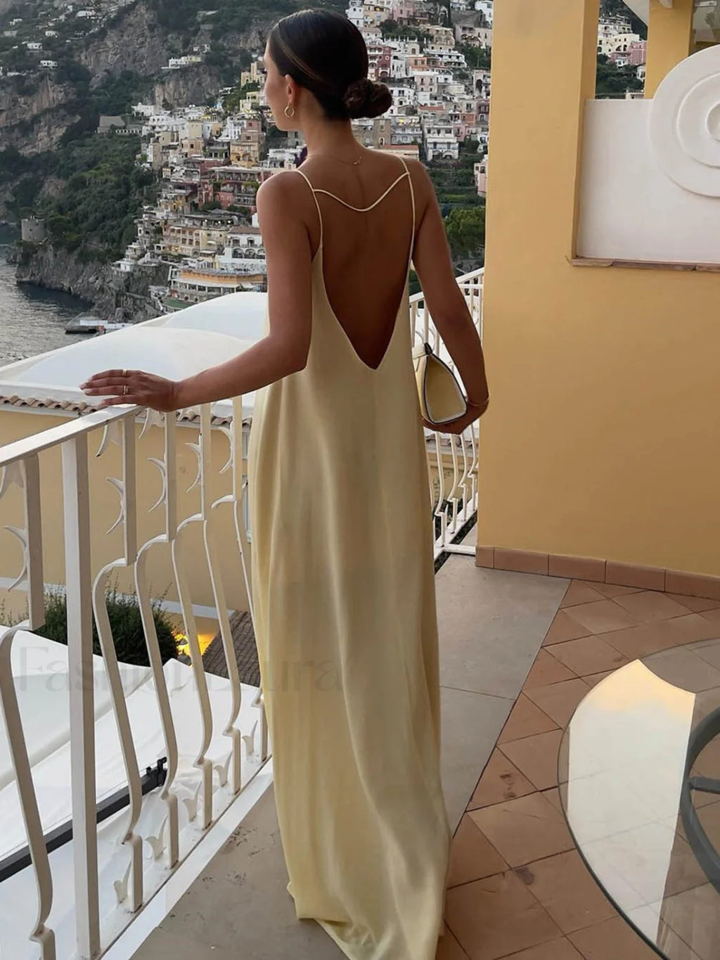 Backless Vacation Satin Long Dress Dresses
