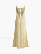 Backless Vacation Satin Long Dress Dresses