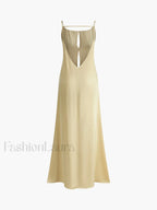 Backless Vacation Satin Long Dress Dresses