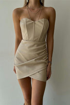 Strapless PU Bodycon Mini Dress
