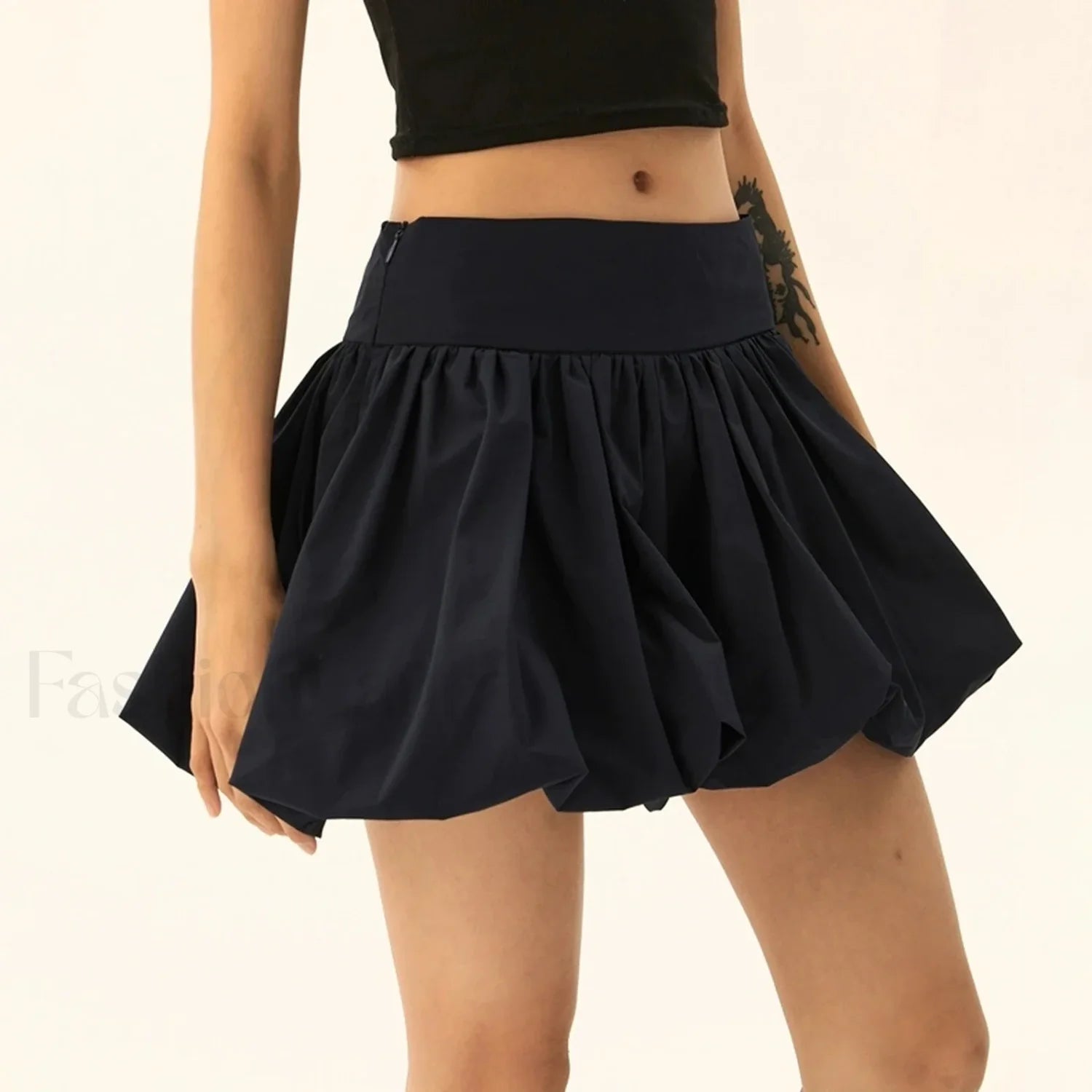 Balloon High Waist A Line Skirt BLACK / S