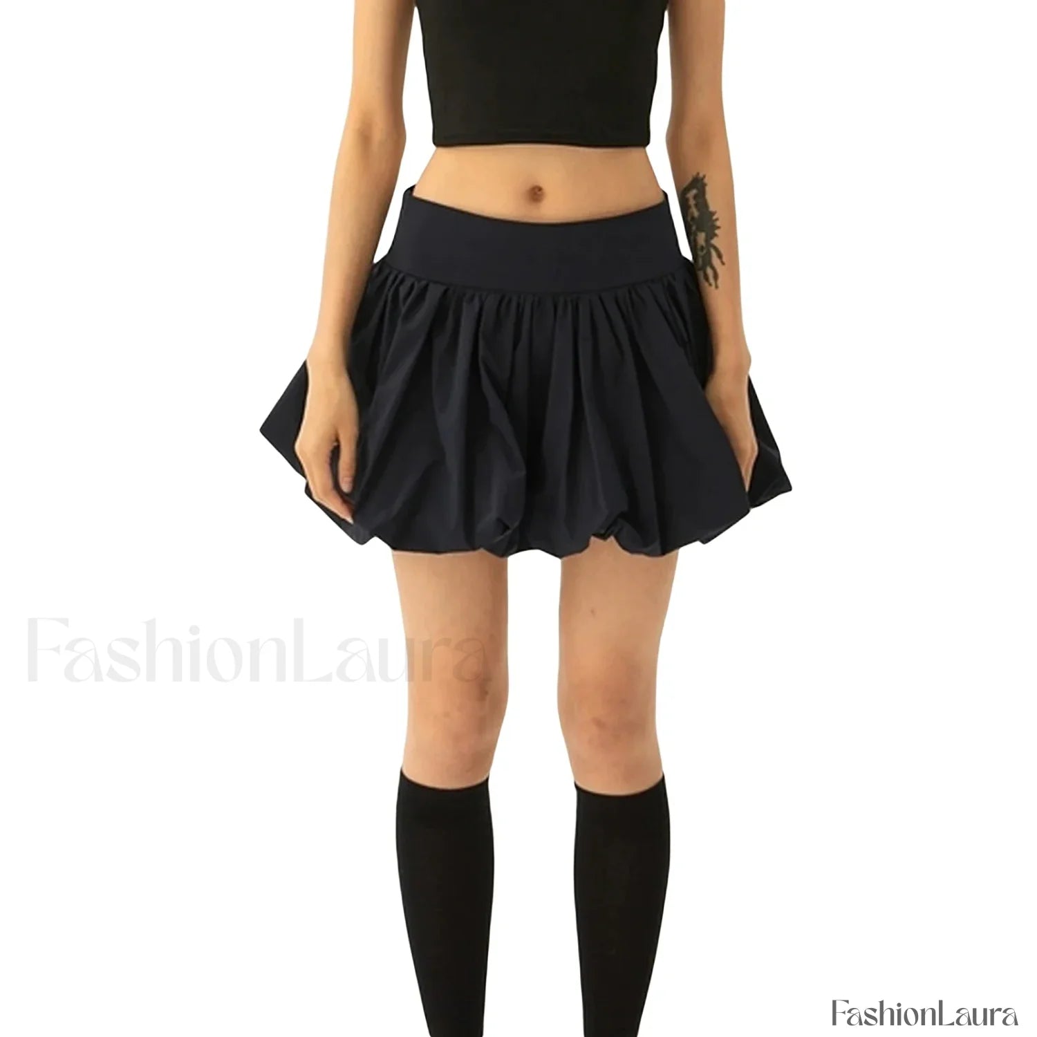 Balloon High Waist A Line Skirt GREY / S