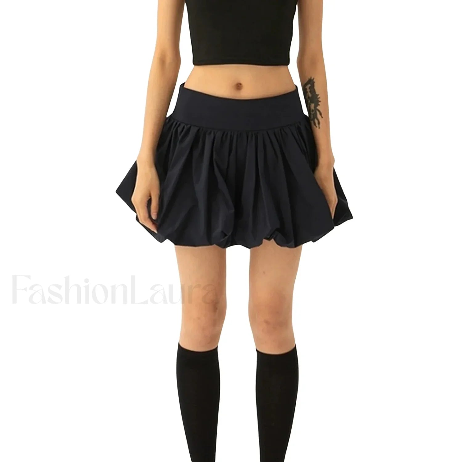 Balloon High Waist A Line Skirt GREY / S