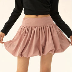 Balloon High Waist A Line Skirt PINK / S