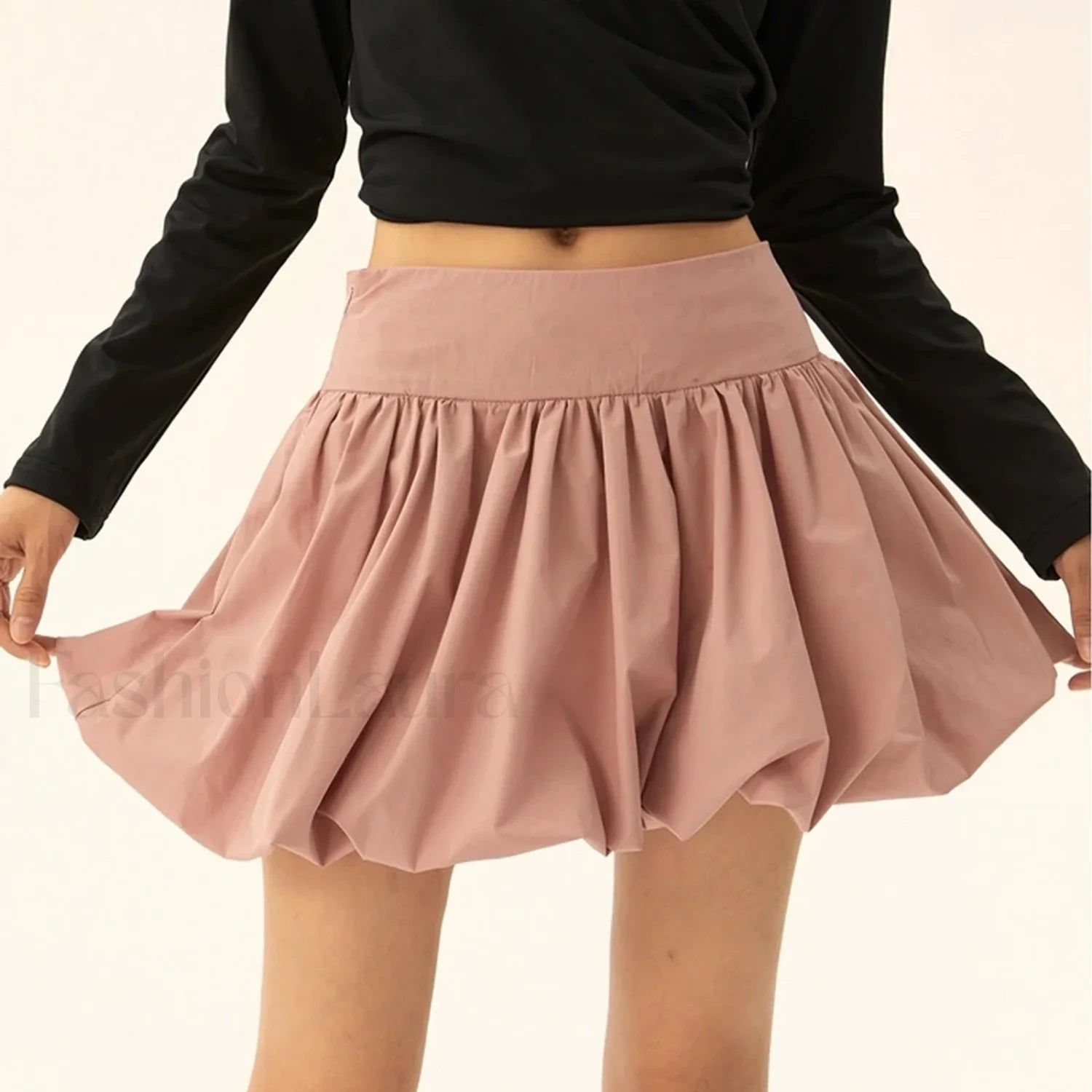 Balloon High Waist A Line Skirt PINK / S
