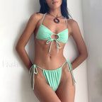 Bandage Floral Tie Up Bikini Set