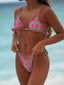 Bandage Printed Bikini Set Green And Red / S
