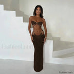 Bandeau Long Dress Bikini Three Piece Set WD1088K1 / S