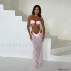 Bandeau Long Dress Bikini Three Piece Set WD1088P1 / S