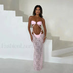 Bandeau Long Dress Bikini Three Piece Set WD1088P1 / S