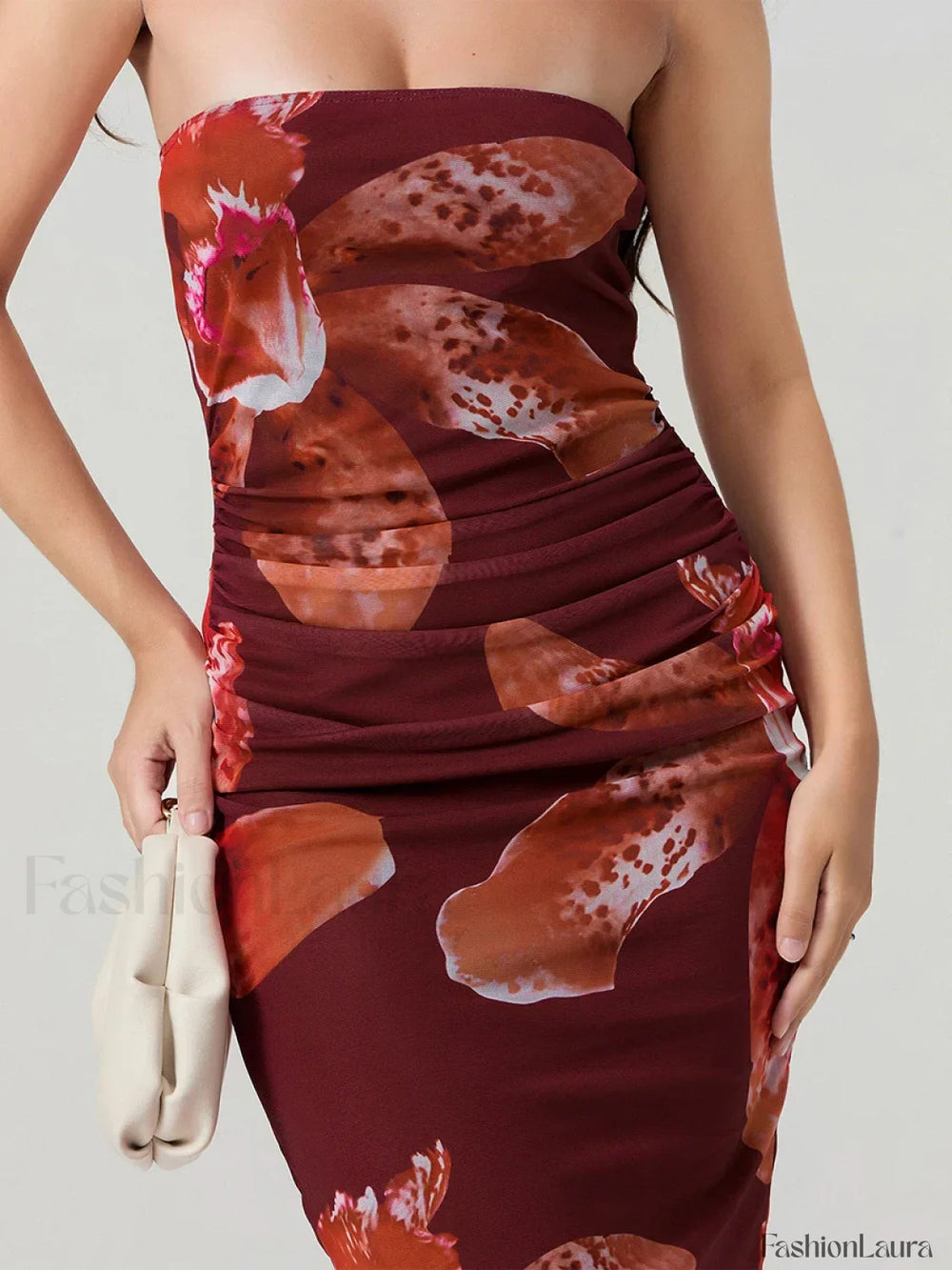 Bandeau Off Shoulder Floral Dress