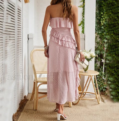 Bandeau Solid Color Midi Dress