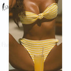 Bandeau Thong Bikini Set YELLOW1 / S