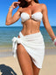 Bandeau Wrinkled Strapless Bikini Three Piece Set WHITE / S