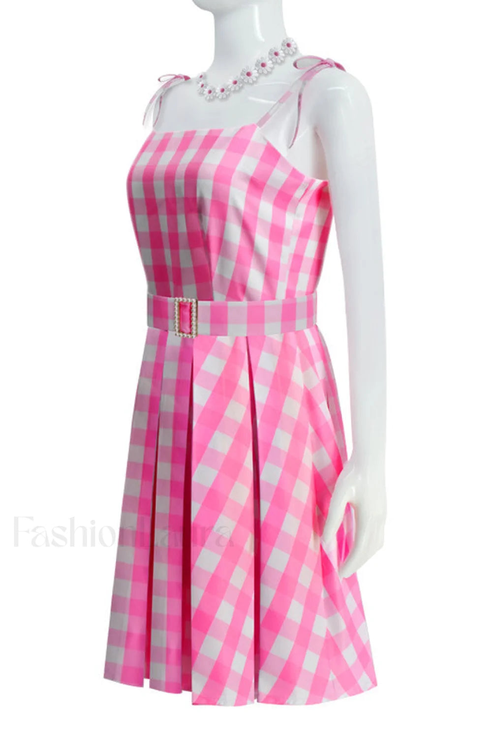 Barbie Movie Margot Charming Pink Plaid Check Dress