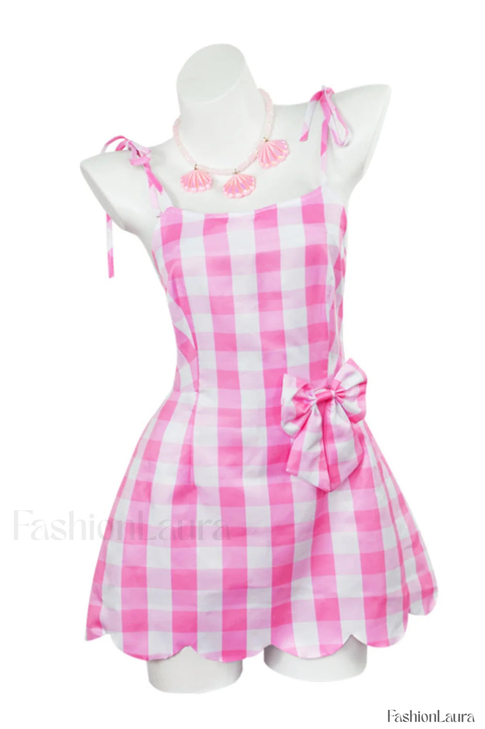 Barbie Movie Margot Charming Pink Plaid Check Dress S / Style 3