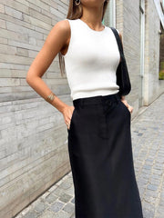 Basic Buttoned Maxi Skirt Skirts