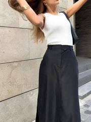 Basic Buttoned Maxi Skirt Skirts