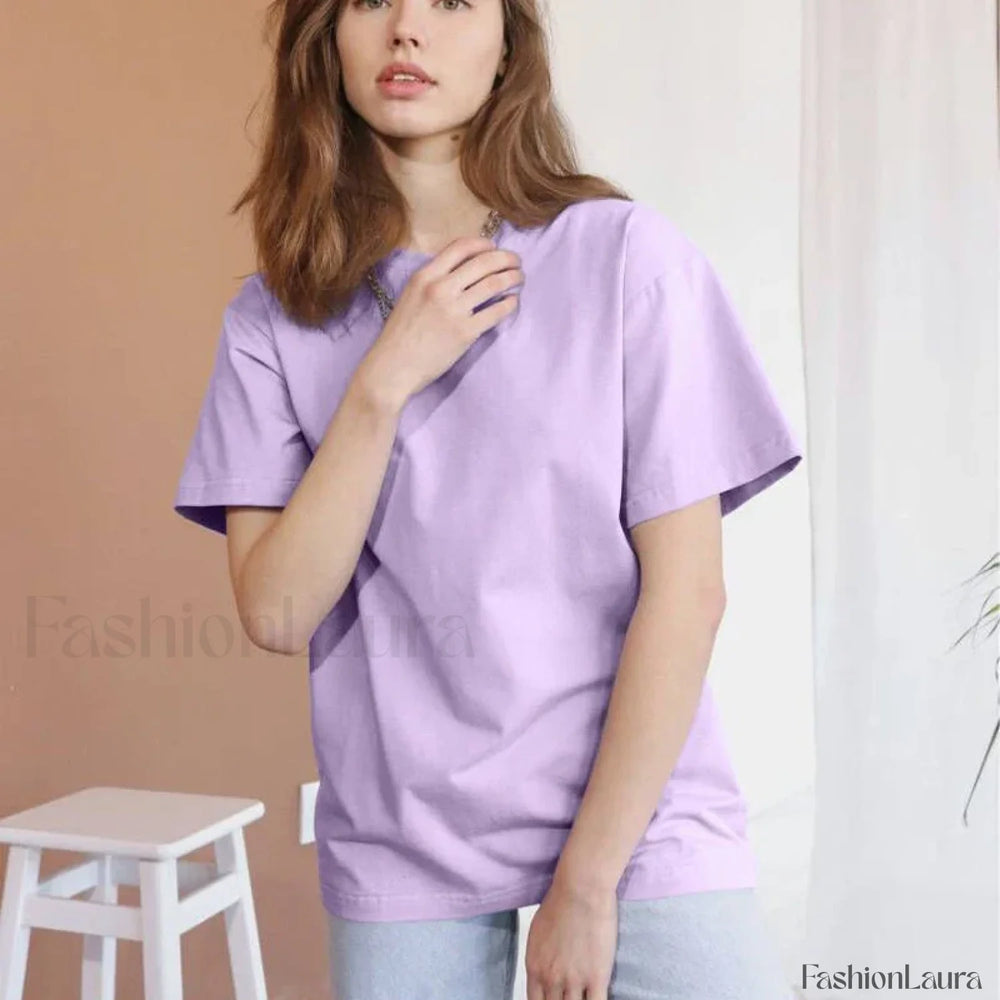 Basic Cotton Loose T Shirt Purple / M