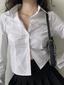 Basic Long Sleeve Button Blouse White / S Shirts