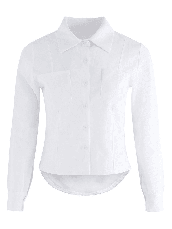 Basic Long Sleeve Button Blouse Shirts