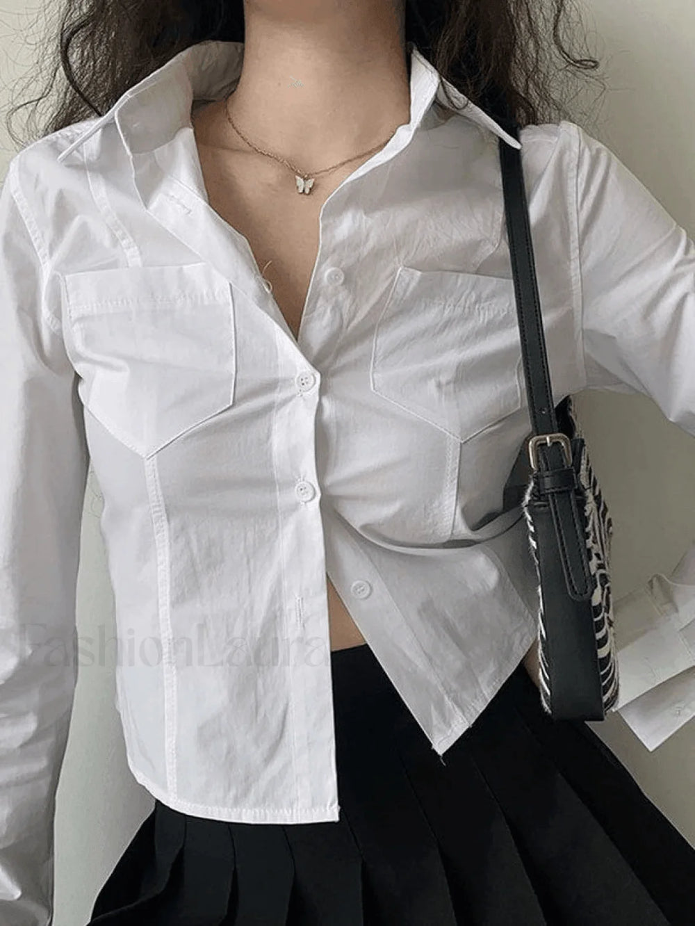 Basic Long Sleeve Button Blouse White / S Shirts