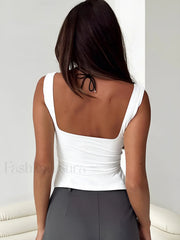 Basic Solid Strappy Top Tank Tops & Camis