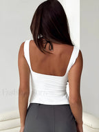 Basic Solid Strappy Top Tank Tops & Camis