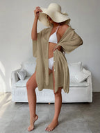 Batwing Sleeve Soft Shirt Cover Up
