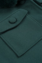 Green Detachable Fur Collar Wool Jacket
