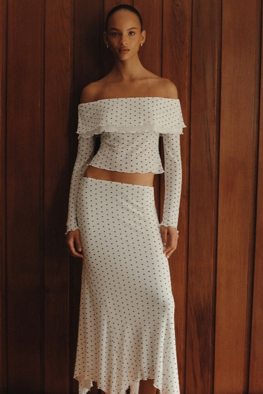 Off Shoulder Polka Dot Two Pieces Set Main image