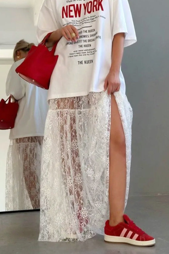 Jacquard Lace High Waist Maxi Skirt Secondary image