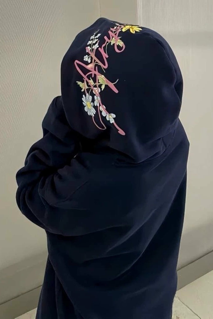 Retro Floral Embroidered Thick Fleece Hoodie Main image