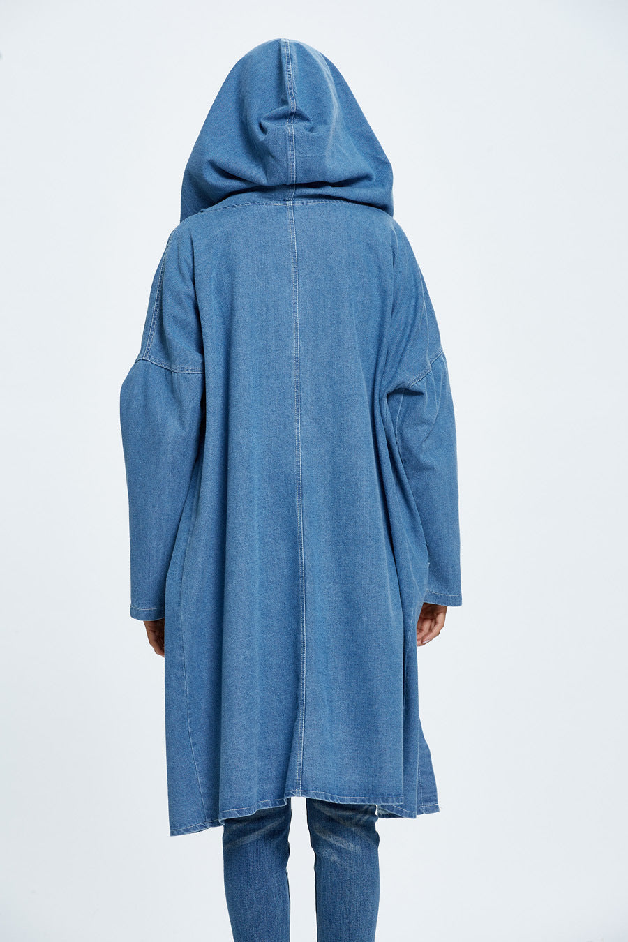 Long Hooded Denim Coat coats