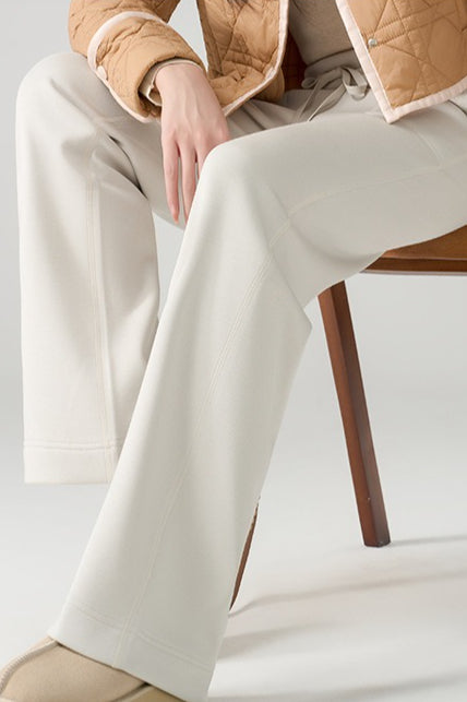 Fleece Lined Thermal Draping Lounge Straight Leg Knit Pants Secondary image