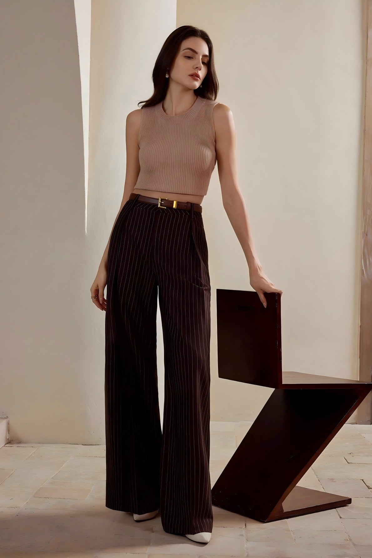 Elegant Stripe Wide Leg Pants Main image