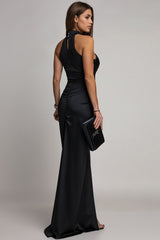 Velvet Sequin Slit Midi Bodycon Dress