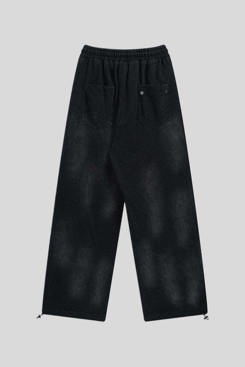 Washed Typography Wide Leg Fleece Sweatpants