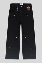 Knight Floral Embroidered Wide Leg Jeans