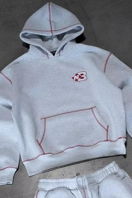 Red Contrast Stitch Embroidered Sweatshirt